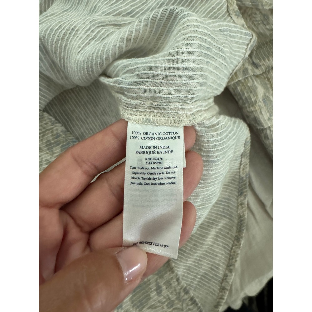 Faherty Organic Cotton Floral Pintuck Button Down Ruffle Neck Shirt Size Small - Picture 7 of 7